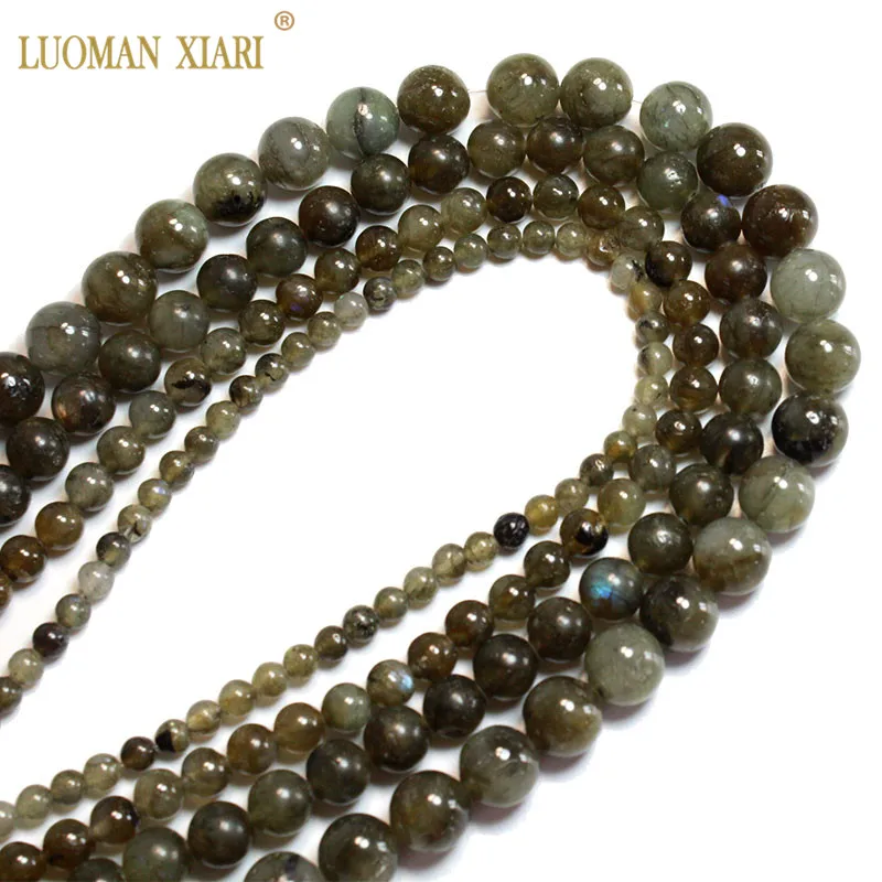 Изысканные AAA 100% натуральный зеленый Labradorstein круглый камень бусины для