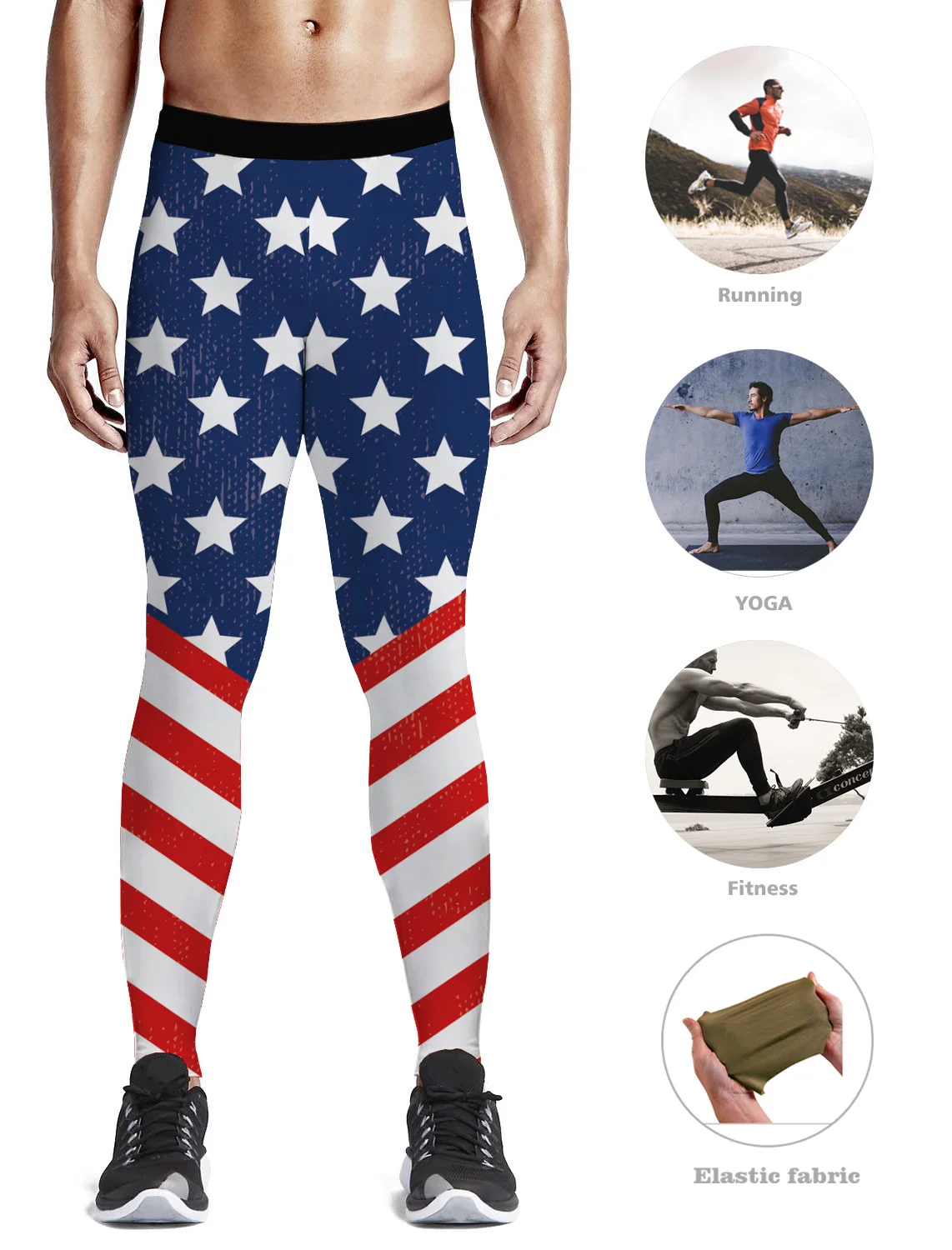 Independence Day Creative Design Of The American Flag Pattern Pants Men Leggings With Pockets Non See-Through Fashion Party Wear | Мужская