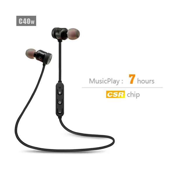 CBAOOO Bluetooth спортивные стерео наушники-вкладыши Bluetooth гарнитура сабвуфер смартфон музыка спортивные наушники с микрофоном - Цвет: C40w- 7 hours