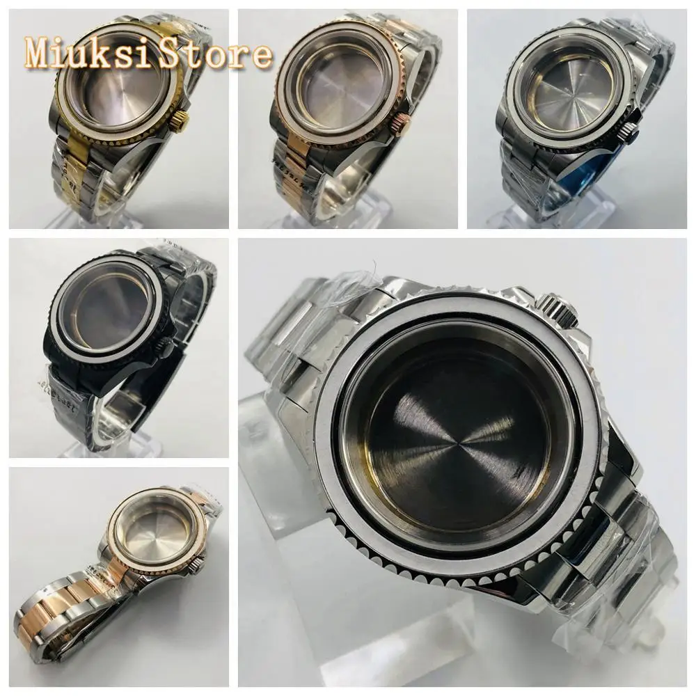 40 мм сапфировое стекло серебро/розовое золото/черный чехол для часов fit ETA 2836 miyota