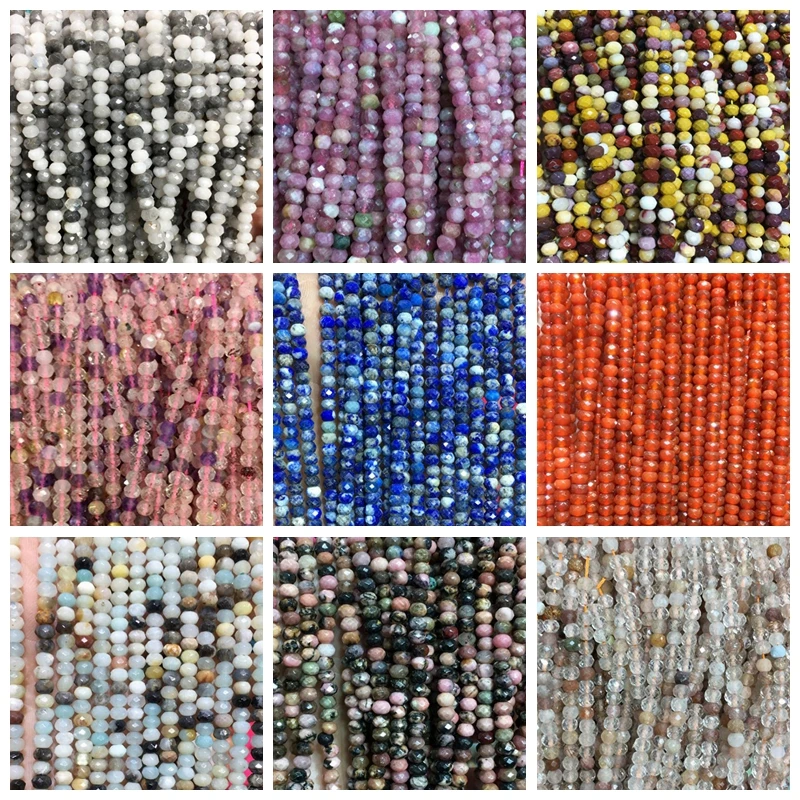 

Natural Stone Loose Beads 3x4mm Faceted Spacer Shape Necklace Bracelet Jewelry Making Accessories 38cm wk264