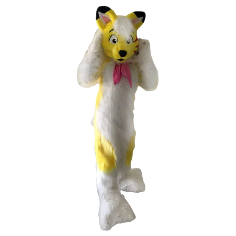 

Yellow Husky Dog Mascot Costume Fox Halloween Christmas Party Fancy Dress Adult Acting Advertising Costume