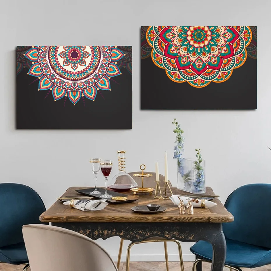 

Bohemian Mandala Nude Color Pattern Classic Ethnic Wall Art Print Canvas Painting Poster Yoga Living Room Home Interior Decorati