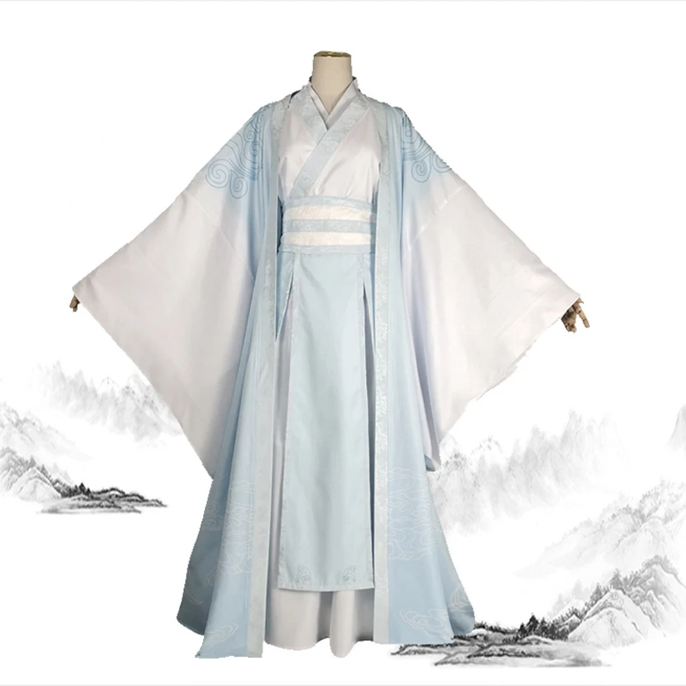 Lan Wangji маскарадный костюм для косплея Mo Dao Zu Shi парик zhan + обувь полный комплект