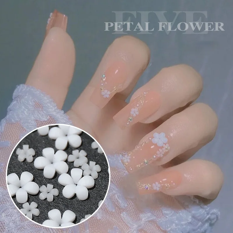 

2g Acrylic Flower Nail Art Decoration Mixed Size White Rhinestones Silver Gem Manicure Tool Accessories For DIY Nail Design