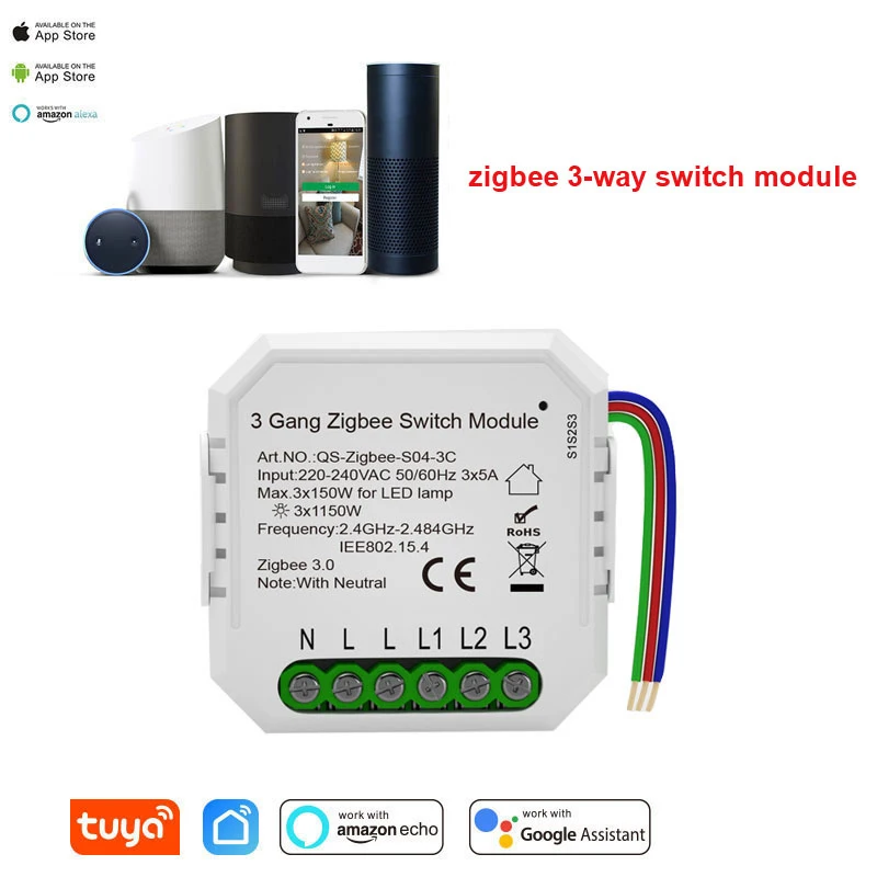 

Модуль переключателя Tuya Mini Zigbee, умный выключатель с дистанционным управлением голосом и управлением голосом, с поддержкой Alexa и Google Home