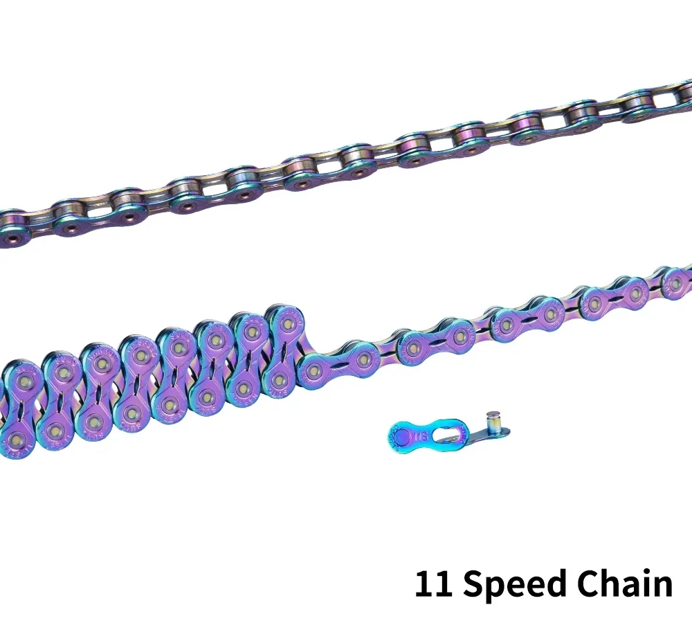 

Цепочка 11 скоростей для однообъективного зеркального фотоаппарата, легкий износостойкий Радужный велосипед, цепочка с прорезями для горно...
