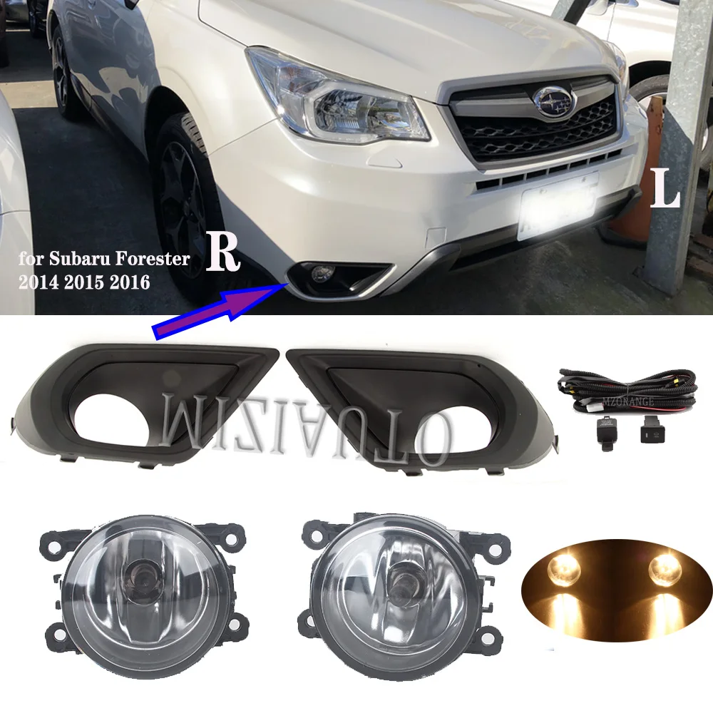 

Kit Fog light for Subaru Forester 2014 2015 2016 Bumper foglights Cover frame hole Car-Styling-Accessories fog lights MIZIAUTO