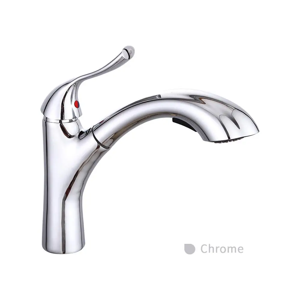 Chrome SOGNARE, кран для кухонной раковины с одной ручкой, с выдвижным распылителем, горячий и холодный кухонный кран, латунный матовый никель, кран для воды - Цвет: Chrome