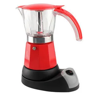 Red Электрический чайник Moka, итальянский эспрессо, латте, Кофеварка, около 300 мл, кофейник, Перколятор, кофейные инструменты, 200 в, штепсельная вилка европейского стандарта - Цвет: Red