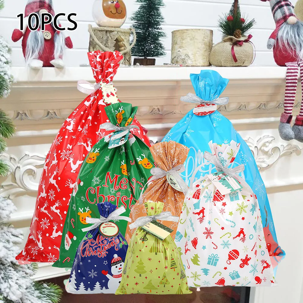 

Storage Drawstring Pouch Pocket Pattern Decorative 10pcs Christmas Sacks