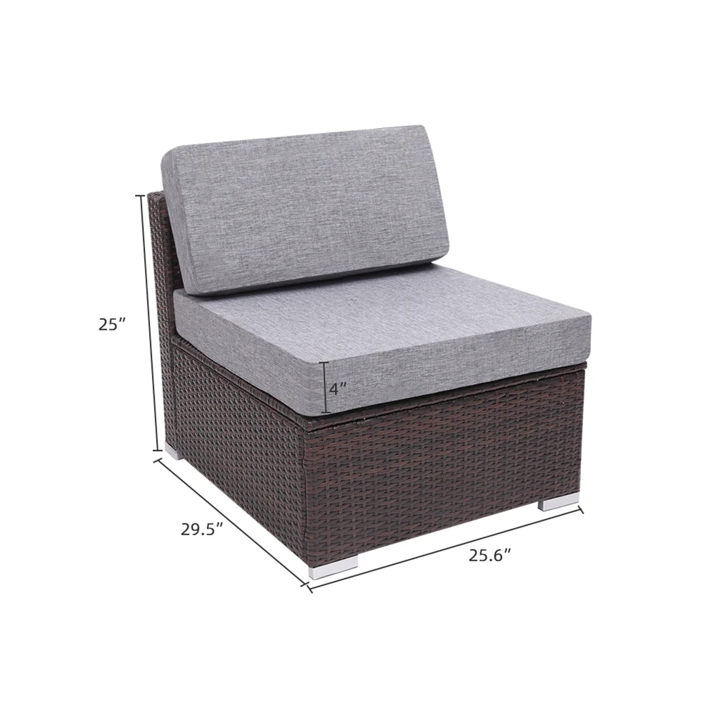

5 Pieces Detachable and Washable and Breathable and Waterproof and Comfortable Terrace PE Wicker Rattan Corner Sofa Set