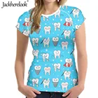 Jackherelook прикольные зубов с феями на тему мультфильма принт размера плюс женская футболка мод с коротким рукавом Футболка стоматолог Топы повседневные футболки Mujer