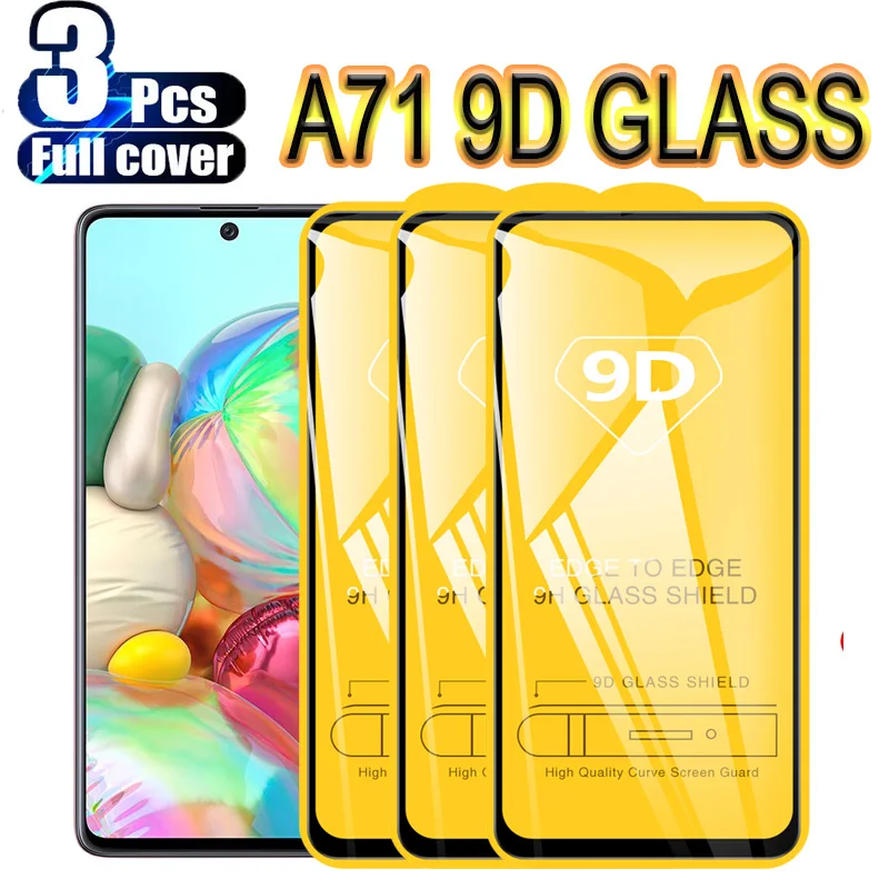 9D 3 шт. закаленное стекло для Samsung Galaxy A71 A715 защита для экрана для Samsung Galaxy A715 A71 полное покрытие стекло