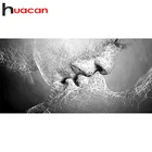 Huacan 5d рукоделие, Алмазная мозаика вышивка пара Поцелуй алмазов картина камни в форме ромбакруглый черно-белый портрет стены Картины