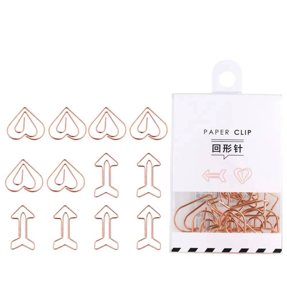 

12pcs/lot Arrow Heart Shape Paper Clips Kawaii Stationery Hollow Out Binder Clips Photos Tickets Notes Letter Clamp Para Escolar