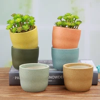 color macaron succulent flowerpot with coarse ceramic surface and breathable simple groove flowerpot gardening