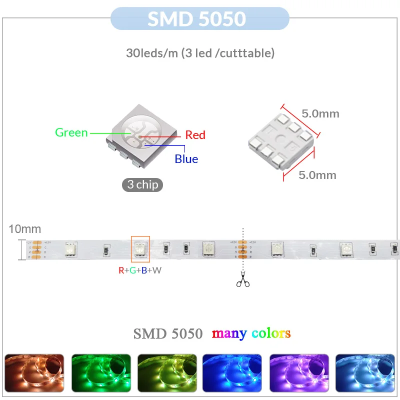 Светодиодные ленты светильник 20 м 5 10 15 Водонепроницаемый RGB 5050 2835 светодиодные