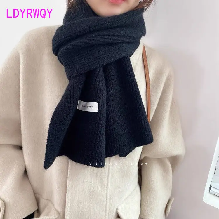 Корейский вариант мягкого вязаного универсального зеленого шерстяного шарфа