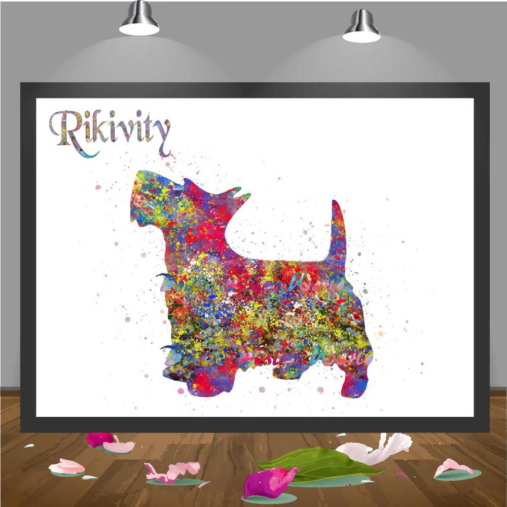 Рисунок стен на холсте шотландского терьера Rikivity животные художественный постер