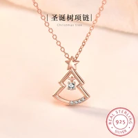 original design fashion 925 sterling silver star shine christmas tree necklace pendant jewelry for xmas present gift engagement