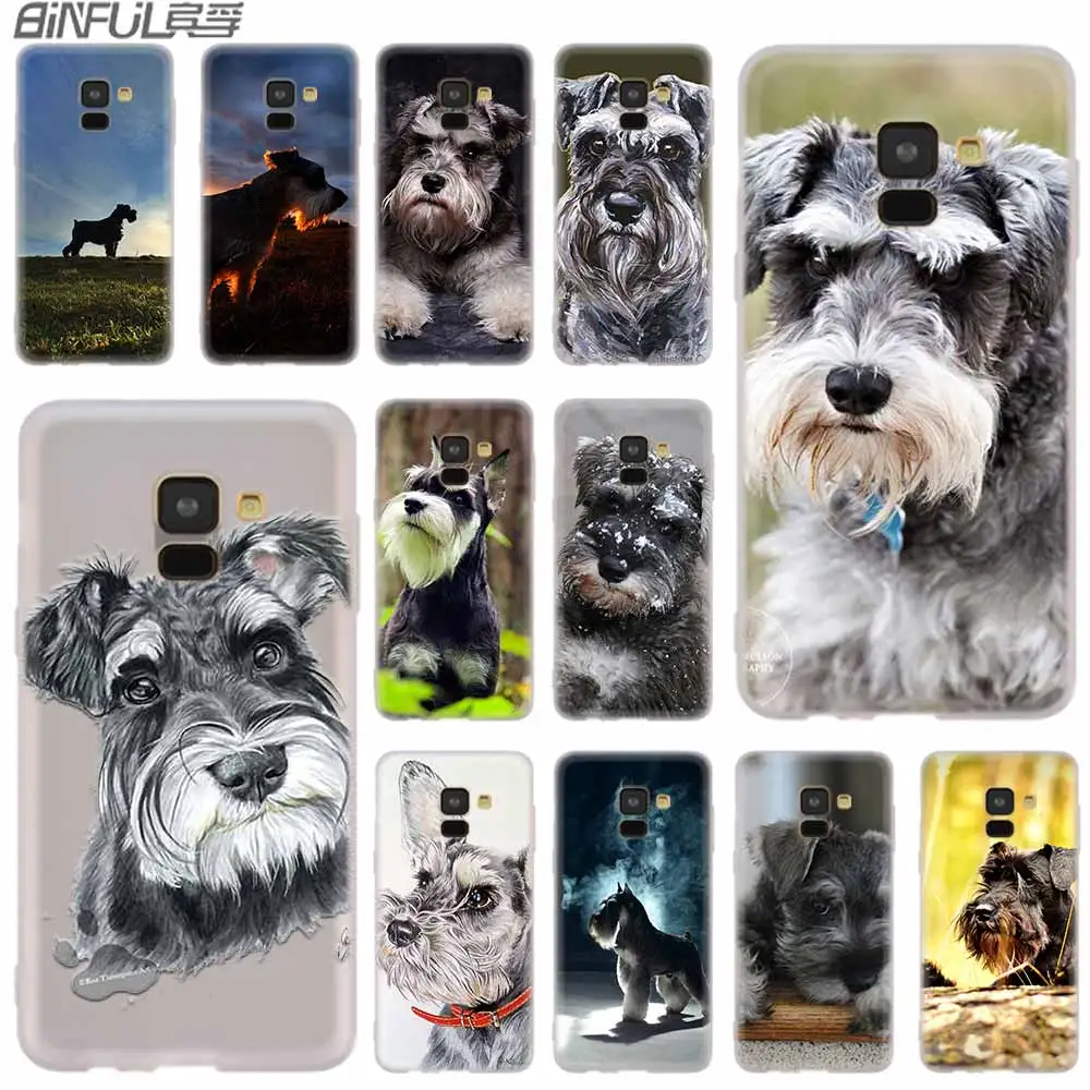 Миниатюрный шнауцер собака искусство силиконовый чехол Обложка для Samsung A50 A70 A80 A30