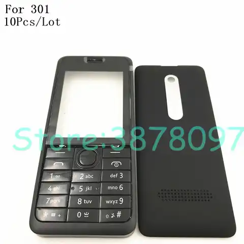 10 шт./лот Оригинальный чехол для Nokia Asha 301 n301 версия с двумя картами + английская клавиатура + задняя крышка аккумулятора с логотипом