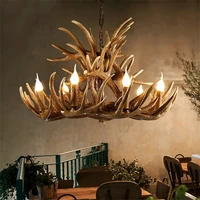 modern resin antler chandelier nordic home decor deer horn hanging lights living room bedroom villa retro lighting luminaire