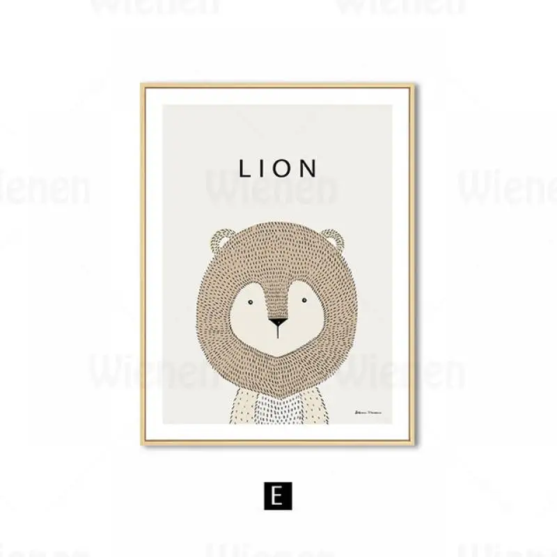 

Minimalist Home Decor Poster Cute Cartoon Animals Name Canvas Painting Nursery Wall Art Baby Bedroom Hanging Mural Frameless