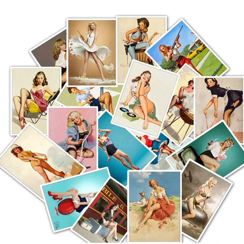 25PCS TZ-1040 25 шт., классика, Вторая мировая война, Pin up girls, новинка, аниме, наклейка s для ноутбука, велосипеда, автомобиля, DIY, стена, водонепроницаемая, ПВХ, сексуальная наклейка - Цвет: 25PCS TZ-1040