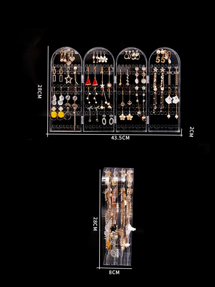 

120/180/240/300/360holes Doors Design Earrings Studs Display Rack Folding Screen Hanging Jewelry Display Stand Earring Storage