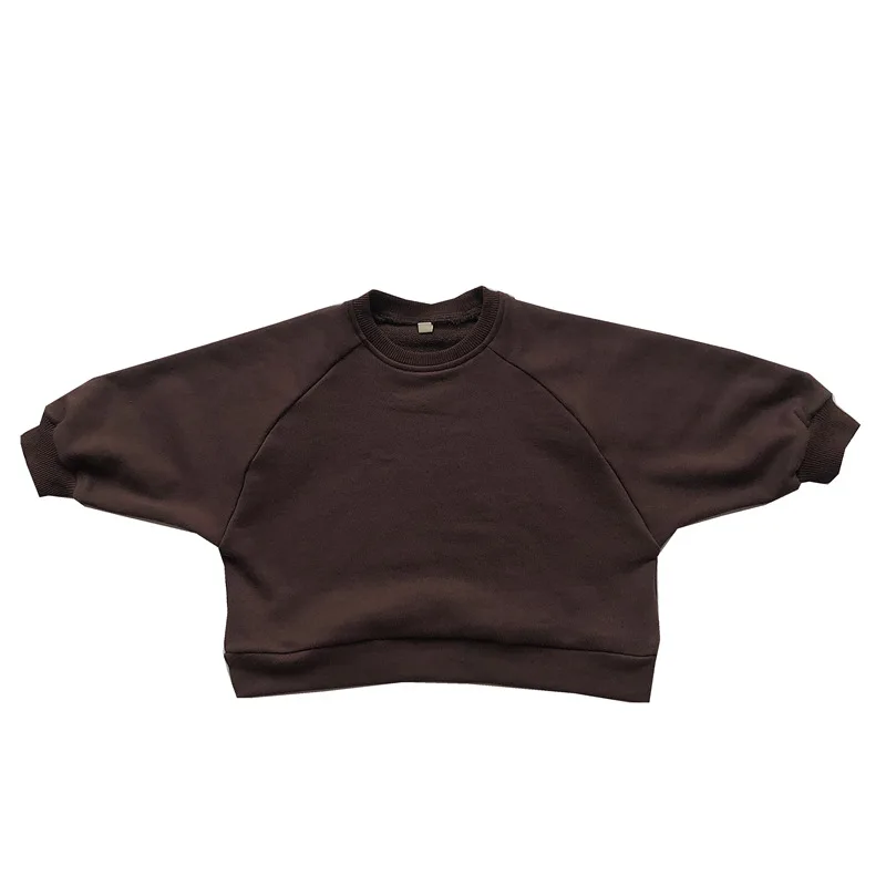 

2021 Spring New Boys Sweatshirts Solid Color Girls Soft Cotton Loose Casual Pullovers 5 Colors O-neck Tops Children Hoodie