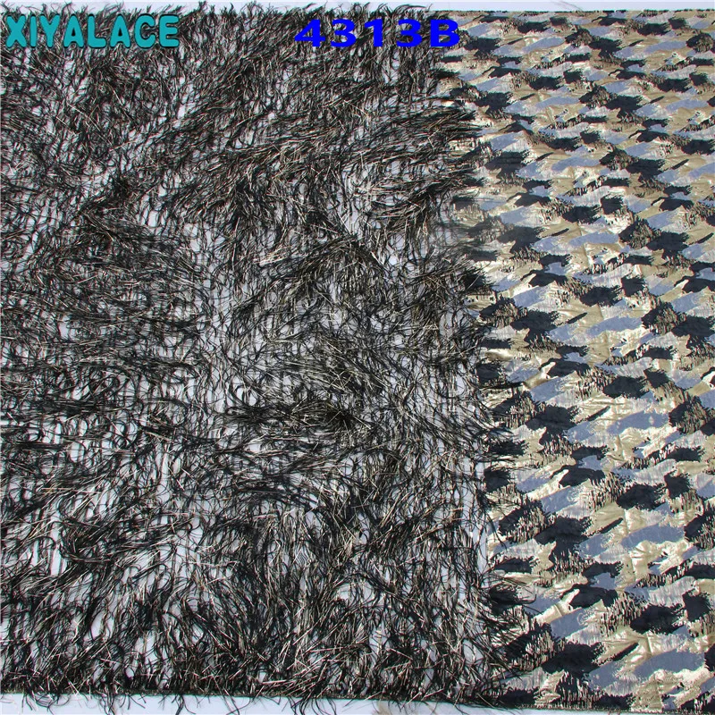 Женская ткань жаккардовая кружевная нигерийский дамасский материал с перьями в