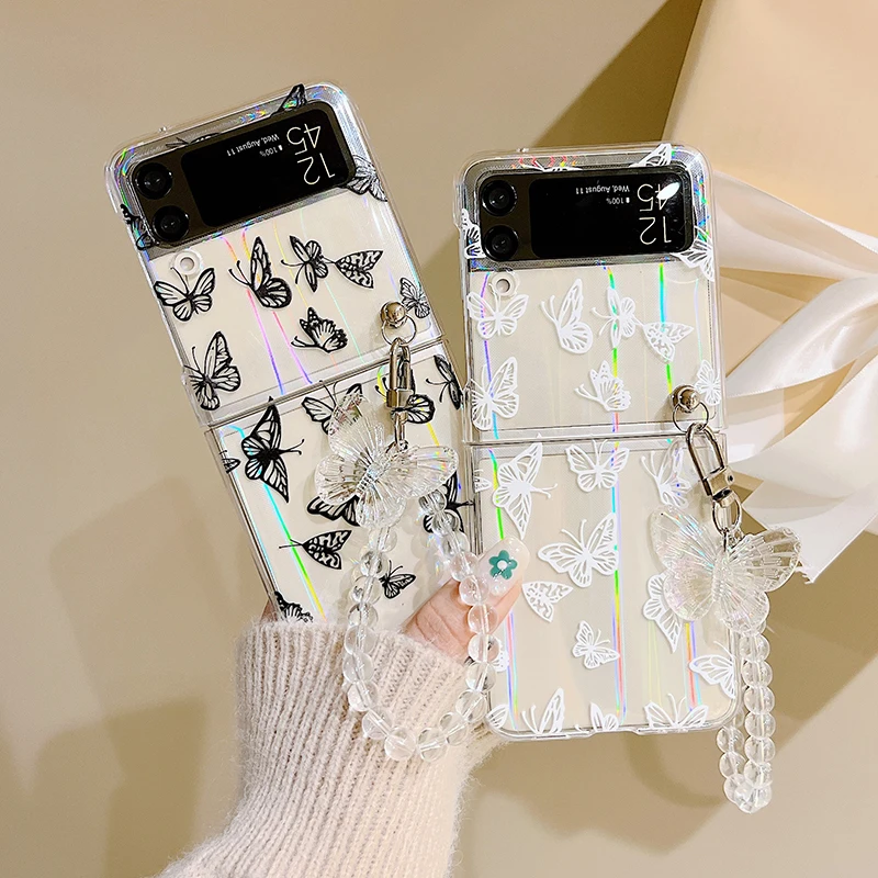3D Хрустальная бабочка Очаровательная с браслетом чехол для телефона Samsung Galaxy Z