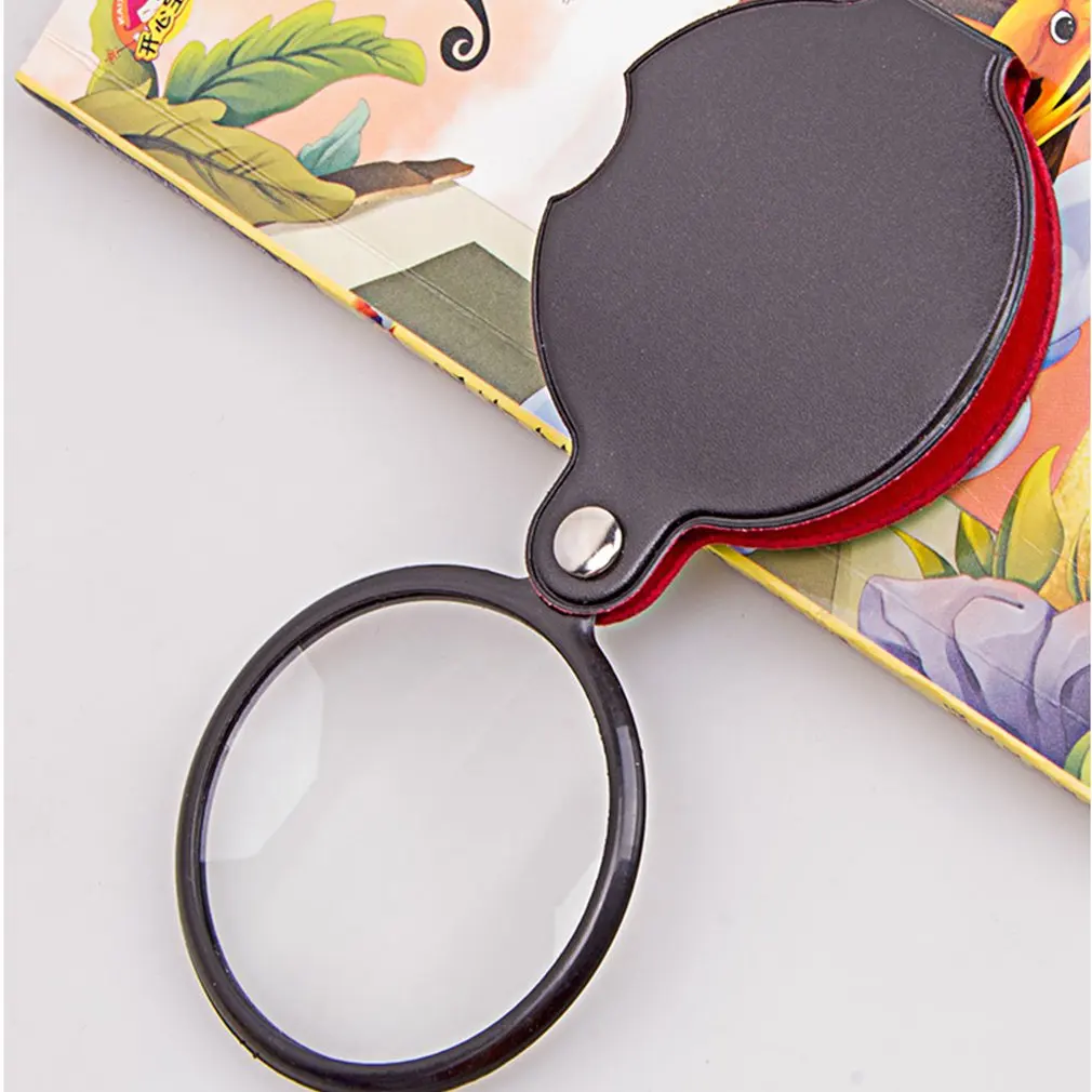 

6X Magnification Pocket Magnifier Optical Glass Lens Folding Leather Pouch Jewelry Magnifier Eye Glass Loupe Lens
