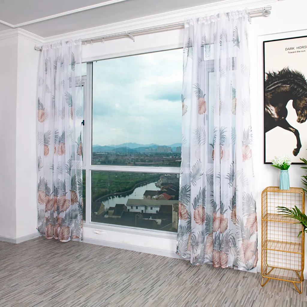 Шторы с цветочным принтом прозрачные Занавески Из шифоновой ткани для окон