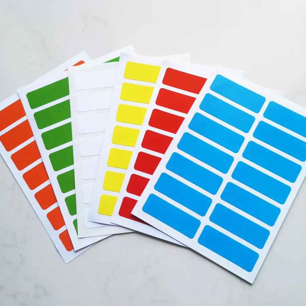 1600pcs  38x13mm 6 Colors Glossy Paper Label Stickers for Office Work, Item No. OF19