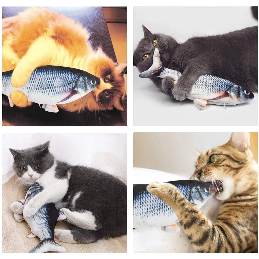 

Electric Flopping Fish Moving Cat Toy 3D Plush Simulation Fish Interactive Cat Toys Realistic Floppy Fish Wiggle Fish Catnip Toy