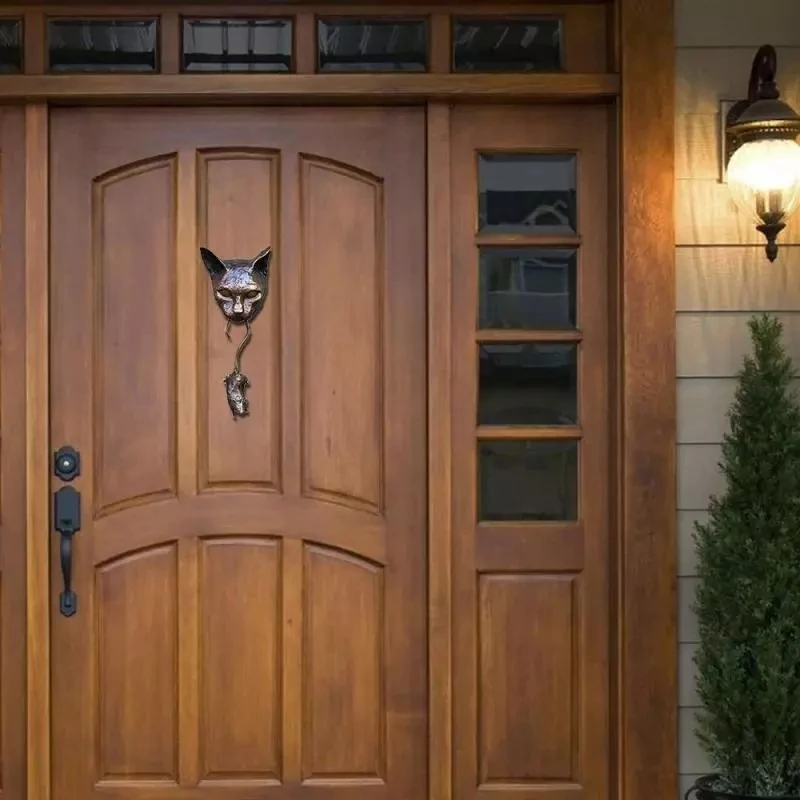 

Cat Scratch Mouse Resin Wall Hanging Door Hanging Door Decoration Rusty Brown Art Craft for Outdoor Garden Decoration