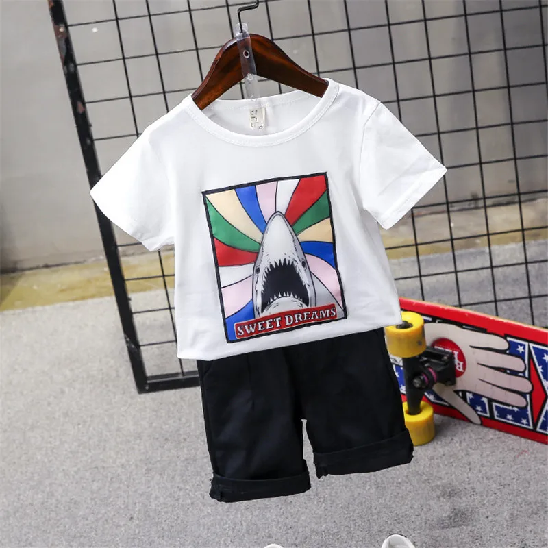 

2 3 4 5 6 Years Toddler Boys 2pcs Fashion Cartoon Short Sleeve Shorts Boys Clothing Sets 2020 Summer Baby Suits New Boy Ckithes