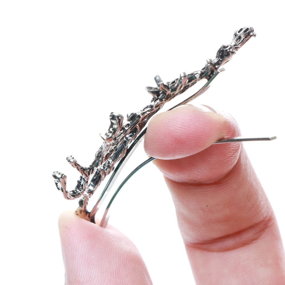 Винтажные золотые серебряные заколки для волос из сплава в виде веточки модные