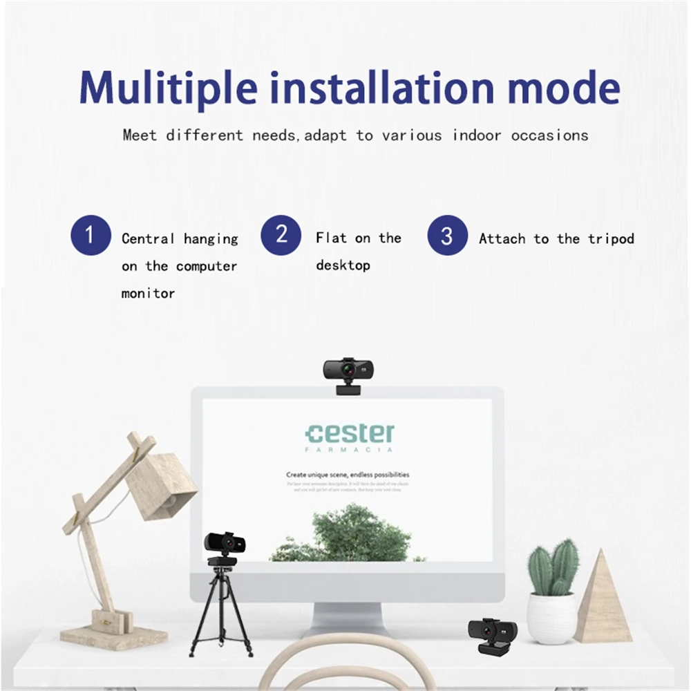 Веб-камера 2K с микрофоном свободный доступ к компьютеру для прямых трансляций