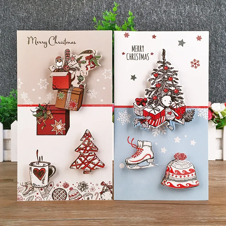 Оптовая продажа 8 шт. бумажная Рождественская креативная Европейская Складная