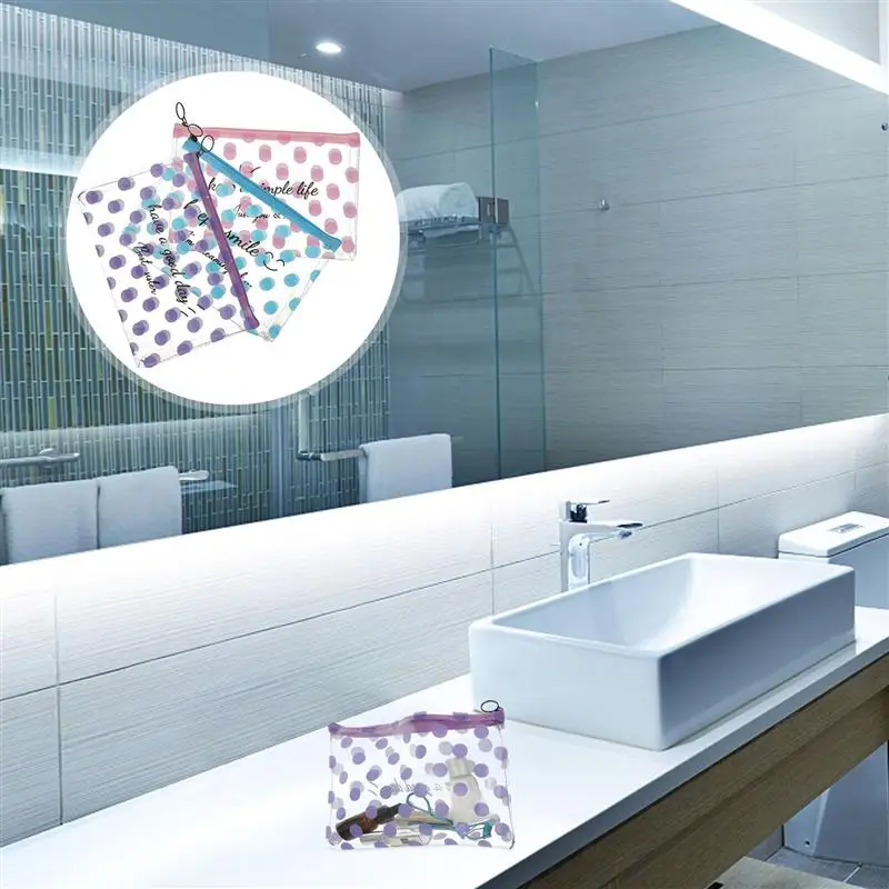 

3Pcs Waterproof Large Capacity Transparent Portable PVC Pouches Containers for Storage