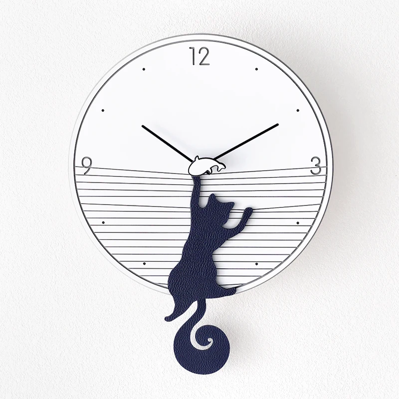

Kids Creative Wall Clock Novelty Simple Cartoon Silent White Cat Wall Watch Modern Round Orologio Casa Home Decoration EB50WC