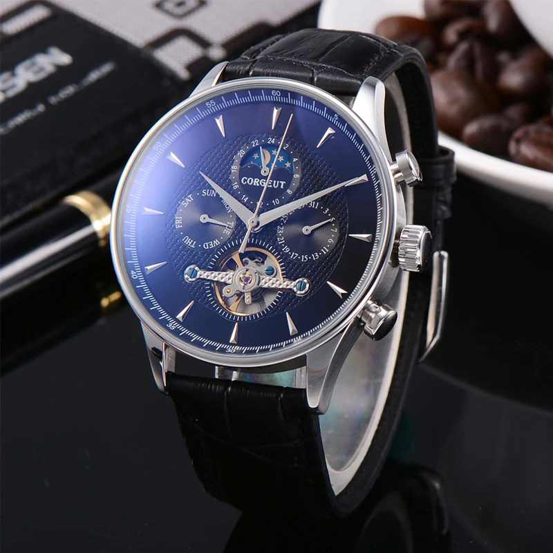 Часы мужские автоматические 44 мм стальной корпус чёрный циферблат