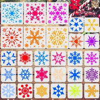 28 pieces reusable snowflake winter diy layering stencils wall painting scrapbook coloring embossing album decorative template