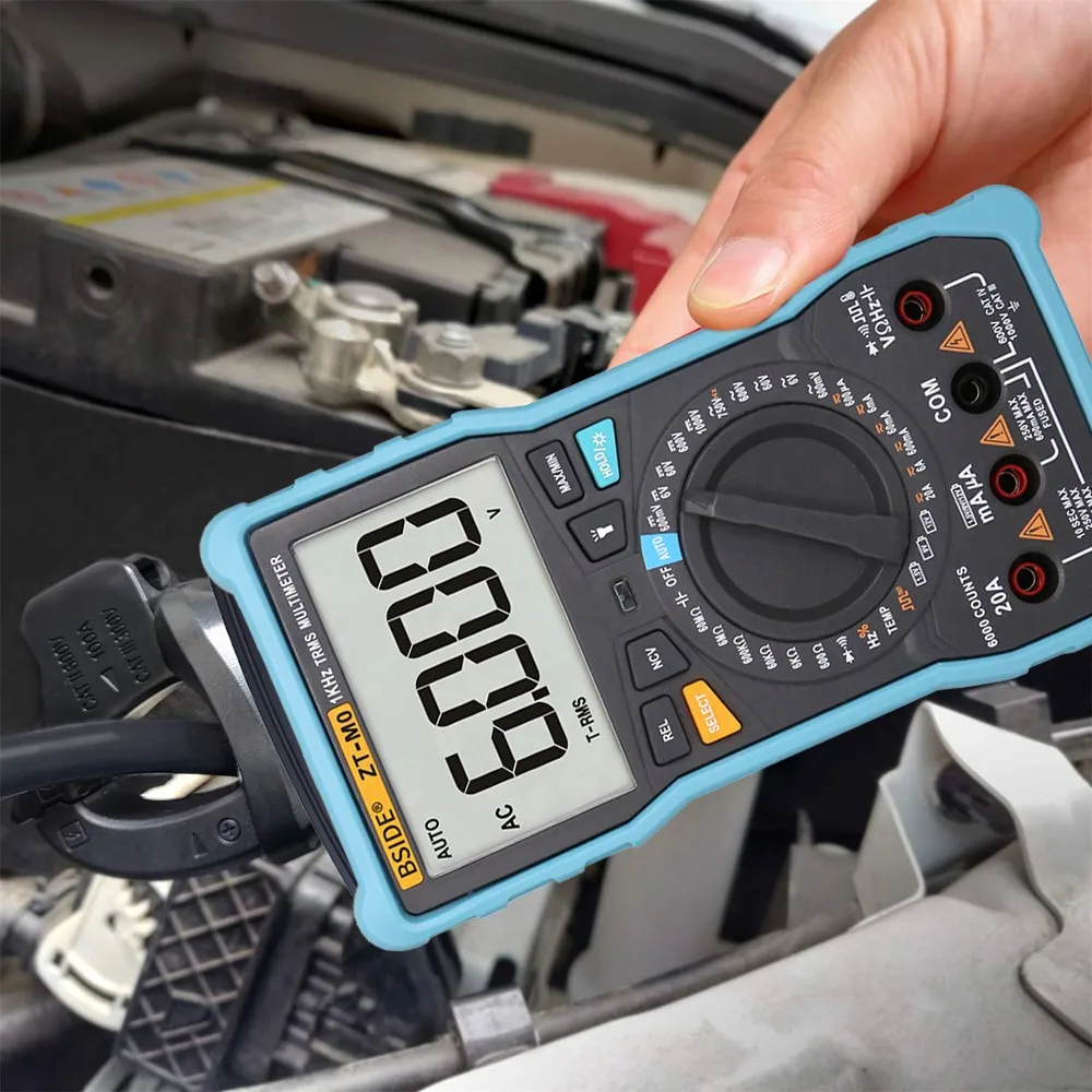 BSIDE ZT-M0 Digital Multimeter True RMS 6000 Counts LCD Display DC/AC Current Voltage Capacitance Resistance Temperature Tester |