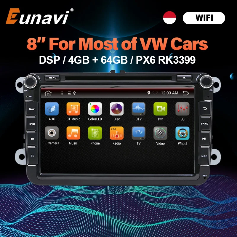 Eunavi 2 Din Android 10 автомобильное радио GPS для VW Passat B6 B7 CC Polo Golf 5 6 Touran T5 Jetta Tiguan RNS510
