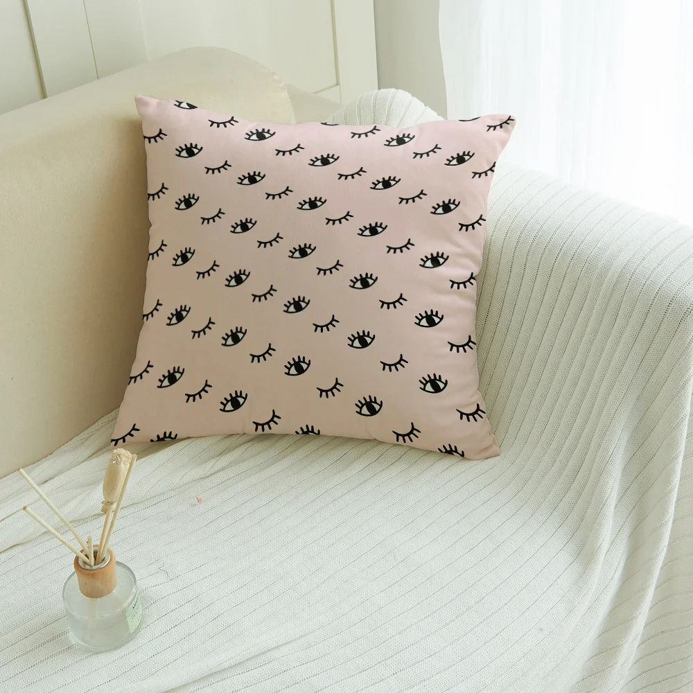 Ресницы розовый мультфильм глаз печатных пледы Подушка Чехол плюшевая наволочка